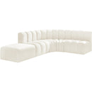 Meridian Arc Cream Velvet 5 pc Modular Sectional IMAGE 4