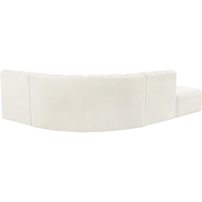 Meridian Arc Cream Velvet 5 pc Modular Sectional IMAGE 5