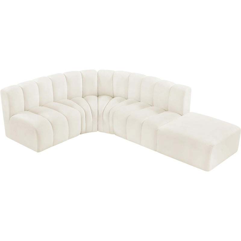 Meridian Arc Cream Velvet 5 pc Modular Sectional IMAGE 7
