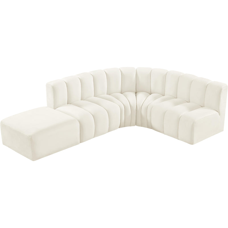 Meridian Arc Cream Velvet 5 pc Modular Sectional IMAGE 8