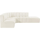 Meridian Arc Cream Velvet 5 pc Modular Sectional IMAGE 9