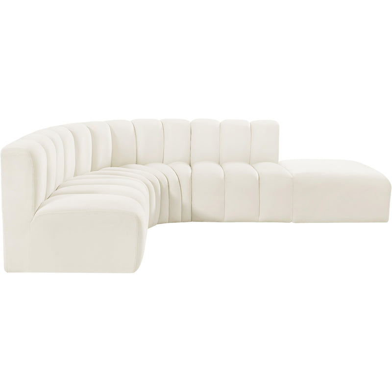 Meridian Arc Cream Velvet 5 pc Modular Sectional IMAGE 9