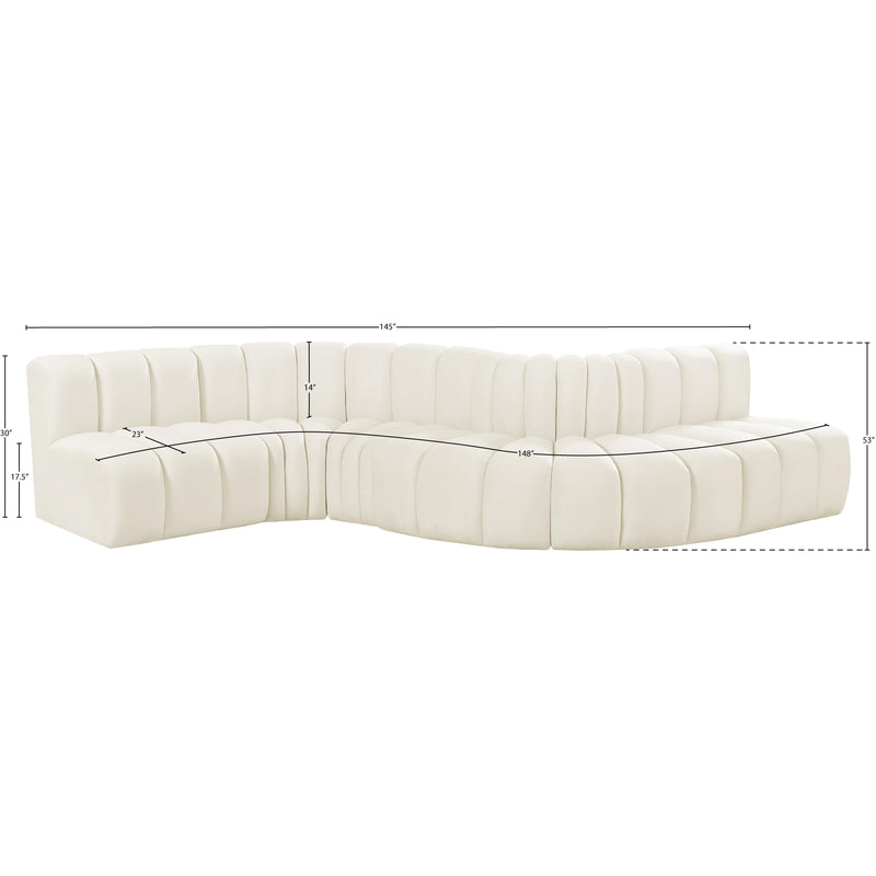 Meridian Arc Cream Velvet 6 pc Modular Sectional IMAGE 14