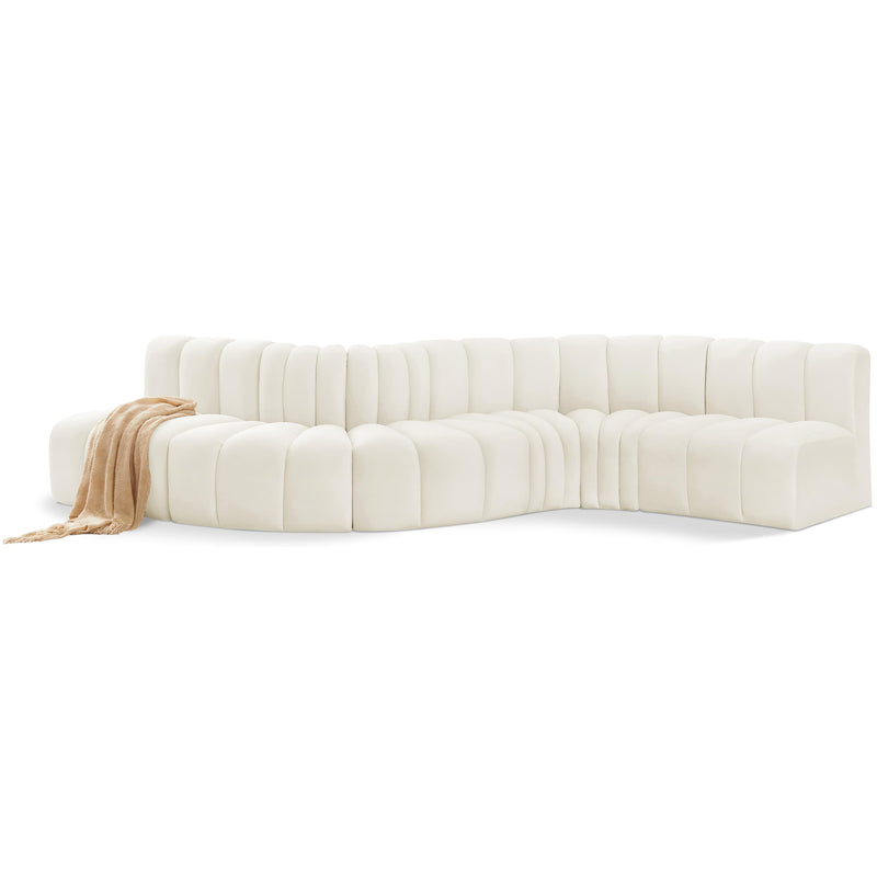 Meridian Arc Cream Velvet 6 pc Modular Sectional IMAGE 1