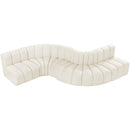 Meridian Arc Cream Velvet 6 pc Modular Sectional IMAGE 4