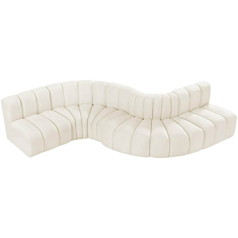 Meridian Arc Cream Velvet 6 pc Modular Sectional IMAGE 4