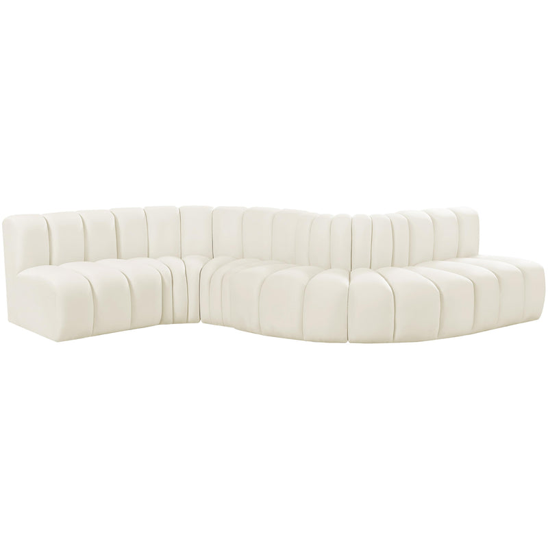 Meridian Arc Cream Velvet 6 pc Modular Sectional IMAGE 5
