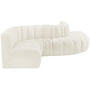 Meridian Arc Cream Velvet 6 pc Modular Sectional IMAGE 6