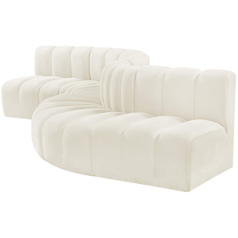 Meridian Arc Cream Velvet 6 pc Modular Sectional IMAGE 7