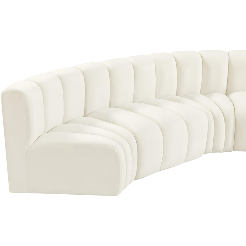 Meridian Arc Cream Velvet 6 pc Modular Sectional IMAGE 11