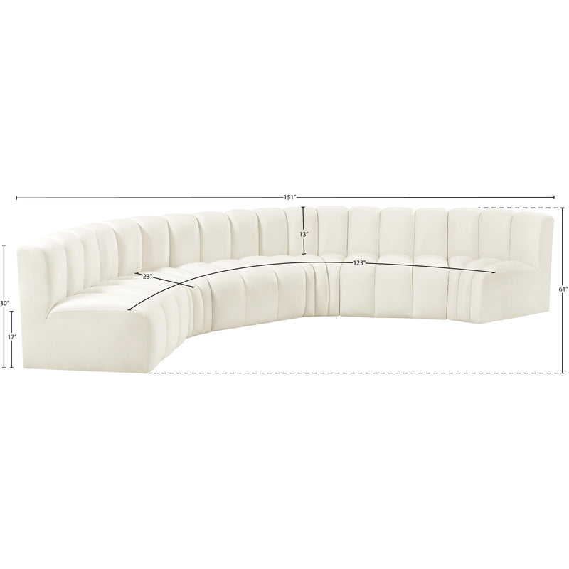 Meridian Arc Cream Velvet 6 pc Modular Sectional IMAGE 12