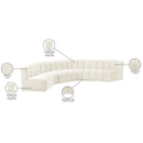 Meridian Arc Cream Velvet 6 pc Modular Sectional IMAGE 13