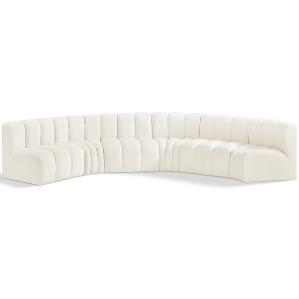 Meridian Arc Cream Velvet 6 pc Modular Sectional IMAGE 1