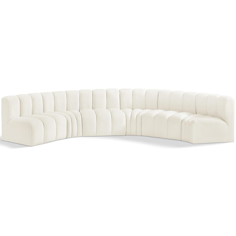Meridian Arc Cream Velvet 6 pc Modular Sectional IMAGE 1