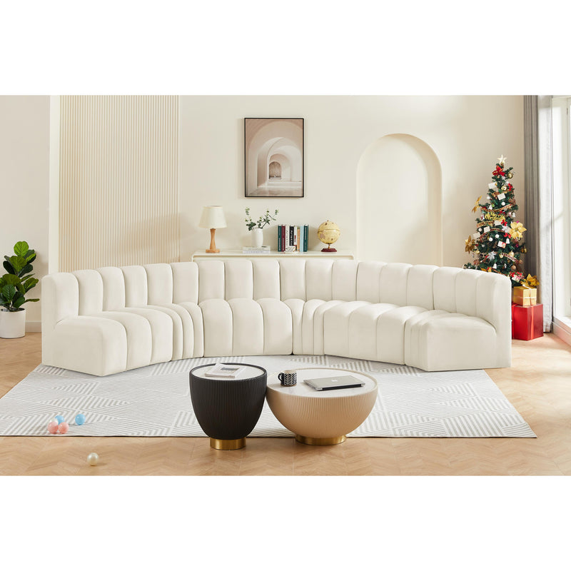 Meridian Arc Cream Velvet 6 pc Modular Sectional IMAGE 2