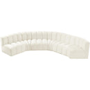 Meridian Arc Cream Velvet 6 pc Modular Sectional IMAGE 4