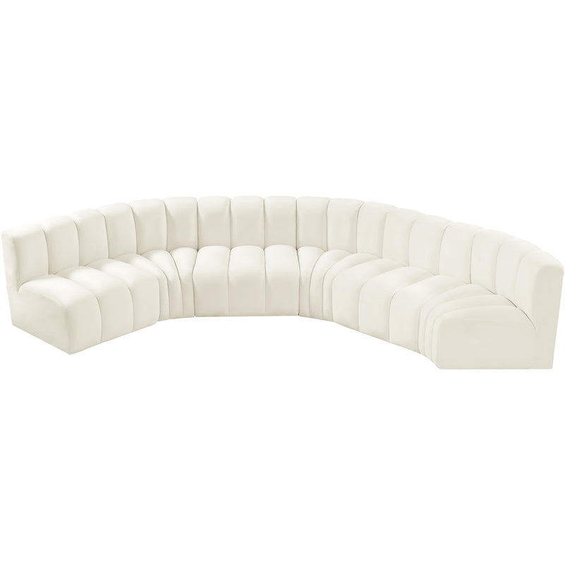 Meridian Arc Cream Velvet 6 pc Modular Sectional IMAGE 4
