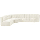 Meridian Arc Cream Velvet 6 pc Modular Sectional IMAGE 5