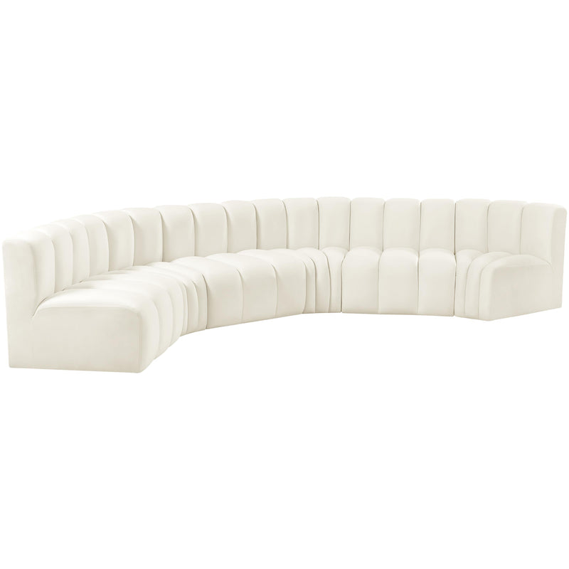 Meridian Arc Cream Velvet 6 pc Modular Sectional IMAGE 5