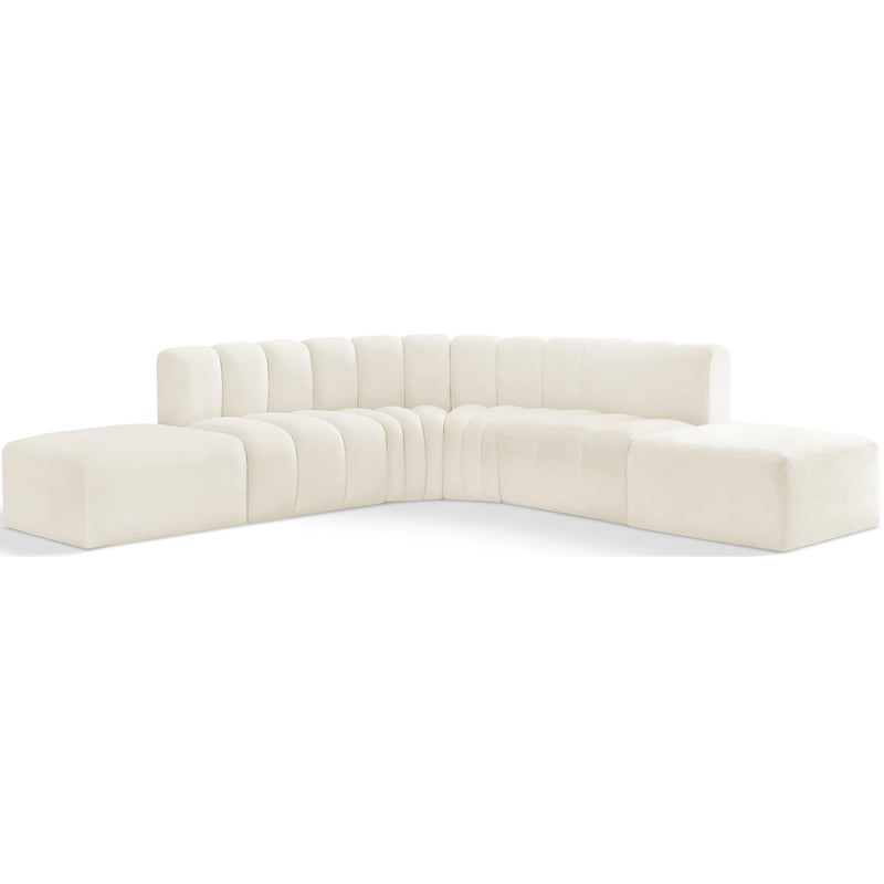 Meridian Arc Cream Velvet 6 pc Modular Sectional IMAGE 1