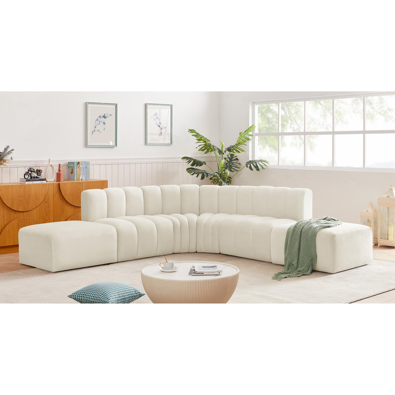 Meridian Arc Cream Velvet 6 pc Modular Sectional IMAGE 2