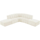 Meridian Arc Cream Velvet 6 pc Modular Sectional IMAGE 4