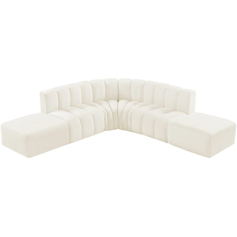 Meridian Arc Cream Velvet 6 pc Modular Sectional IMAGE 4