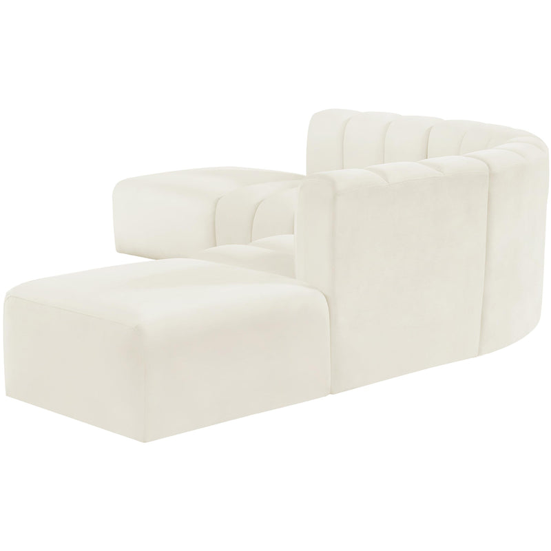 Meridian Arc Cream Velvet 6 pc Modular Sectional IMAGE 6