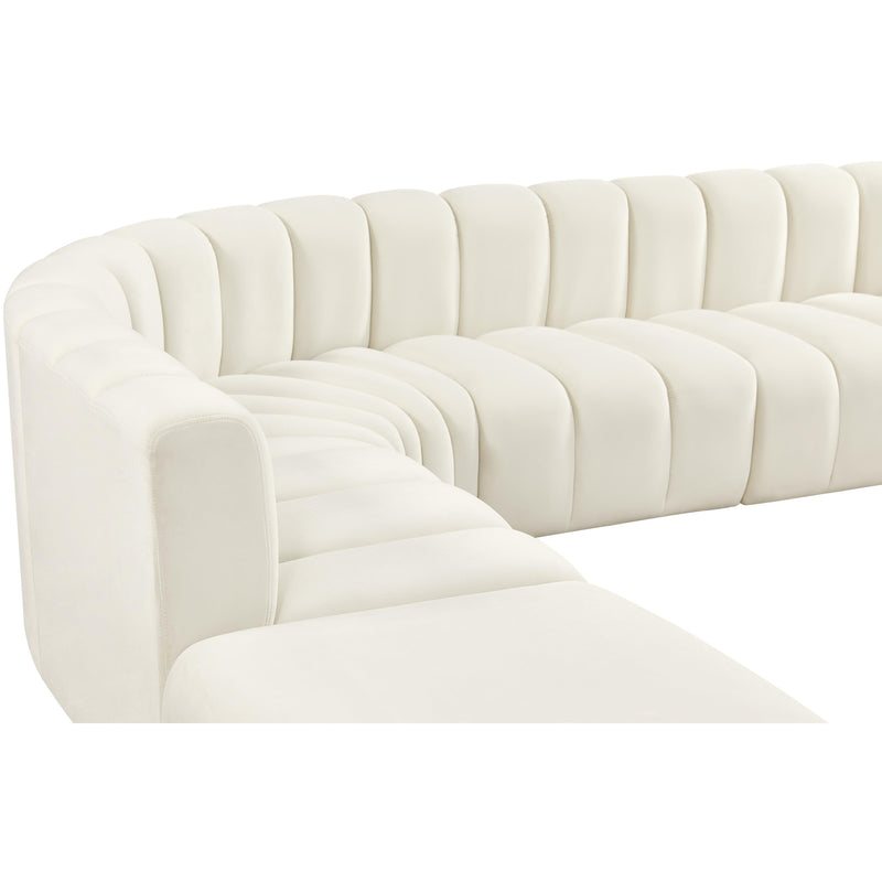 Meridian Arc Cream Velvet 6 pc Modular Sectional IMAGE 7
