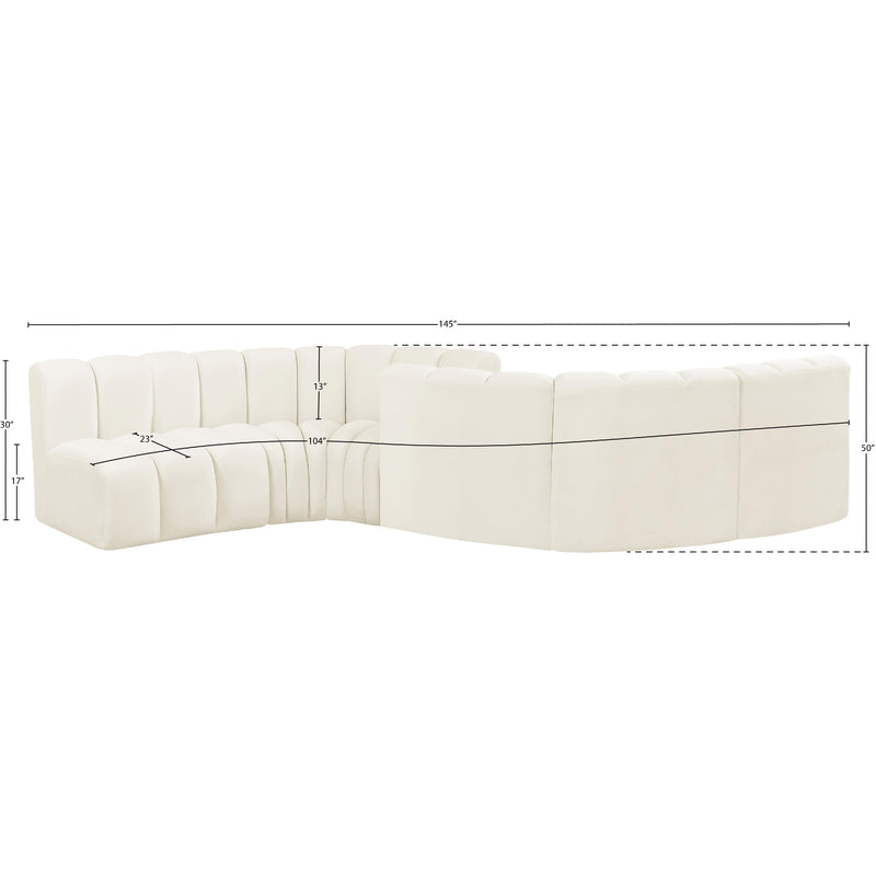 Meridian Arc Cream Velvet 6 pc Modular Sectional IMAGE 10