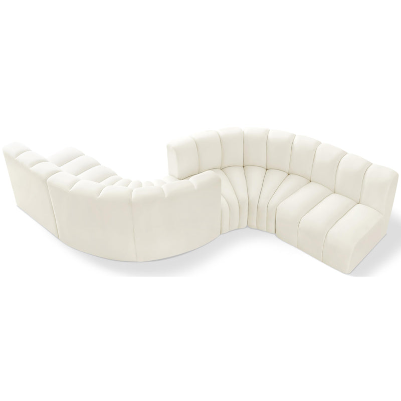 Meridian Arc Cream Velvet 6 pc Modular Sectional IMAGE 1