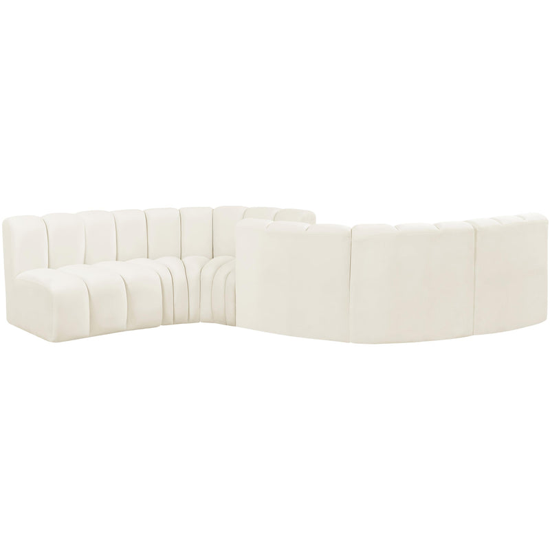 Meridian Arc Cream Velvet 6 pc Modular Sectional IMAGE 3