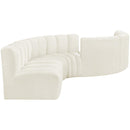 Meridian Arc Cream Velvet 6 pc Modular Sectional IMAGE 5