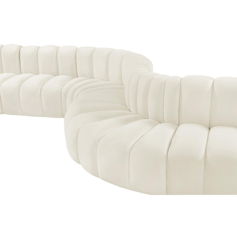 Meridian Arc Cream Velvet 6 pc Modular Sectional IMAGE 8