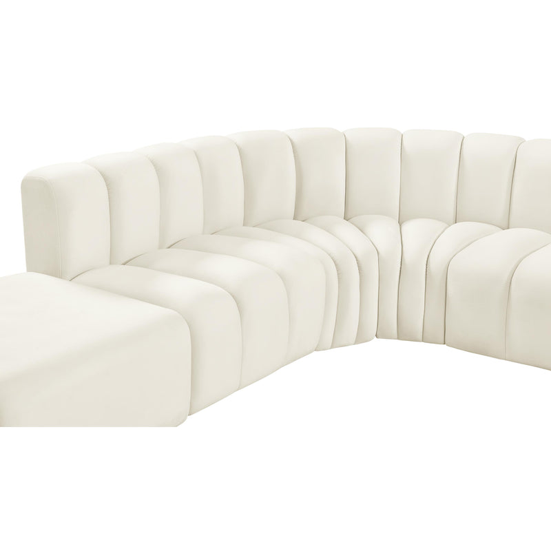 Meridian Arc Cream Velvet 7 pc Modular Sectional IMAGE 12