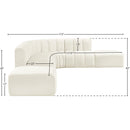 Meridian Arc Cream Velvet 7 pc Modular Sectional IMAGE 13
