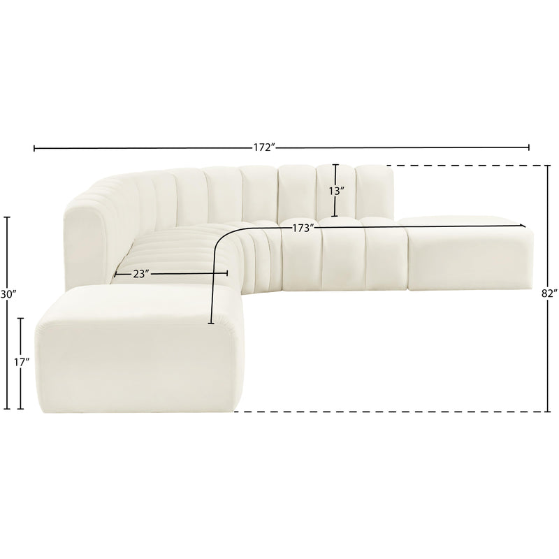 Meridian Arc Cream Velvet 7 pc Modular Sectional IMAGE 13