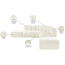 Meridian Arc Cream Velvet 7 pc Modular Sectional IMAGE 14