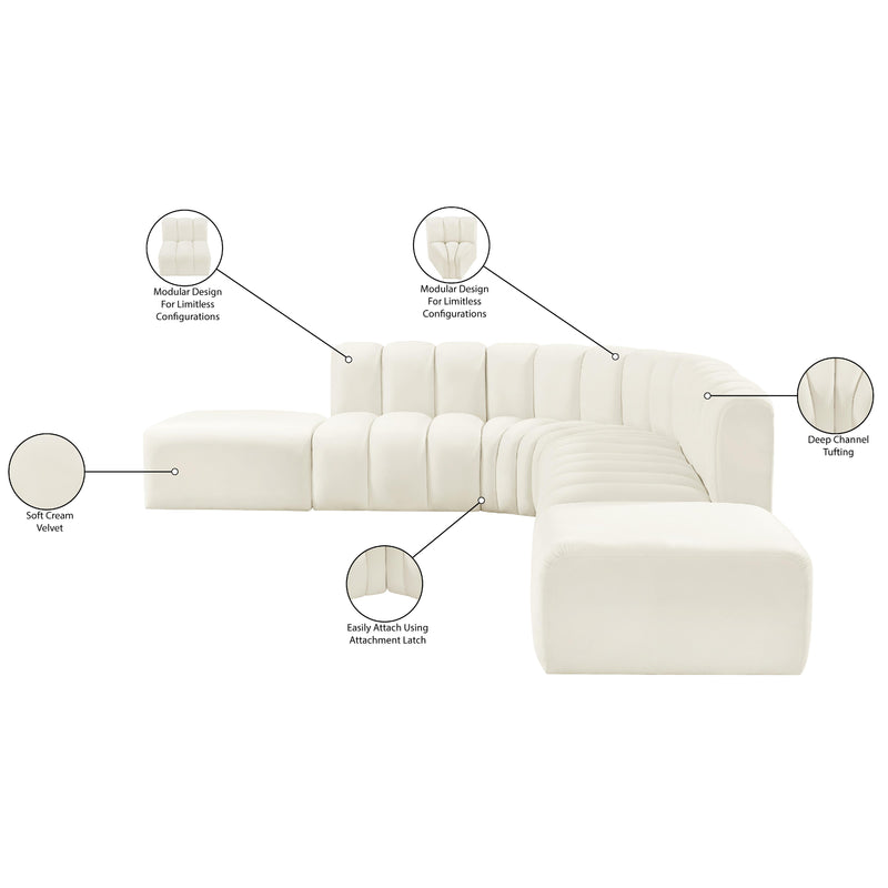 Meridian Arc Cream Velvet 7 pc Modular Sectional IMAGE 14