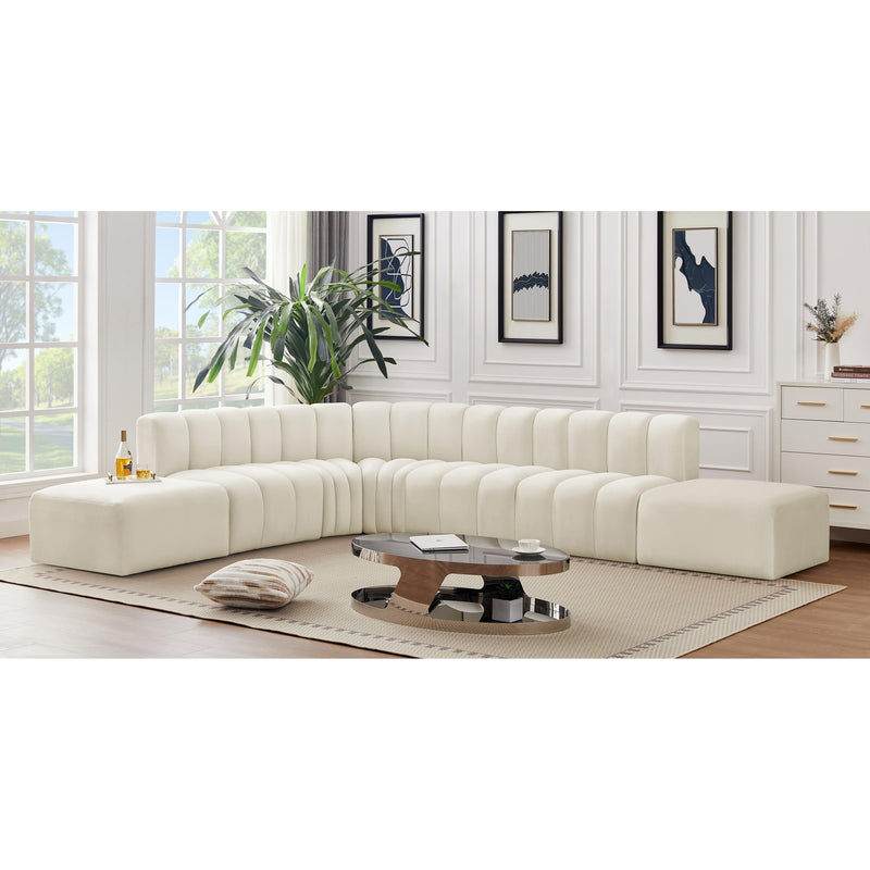 Meridian Arc Cream Velvet 7 pc Modular Sectional IMAGE 2