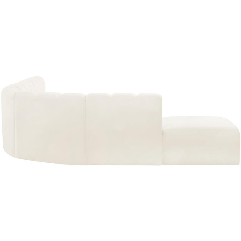 Meridian Arc Cream Velvet 7 pc Modular Sectional IMAGE 5