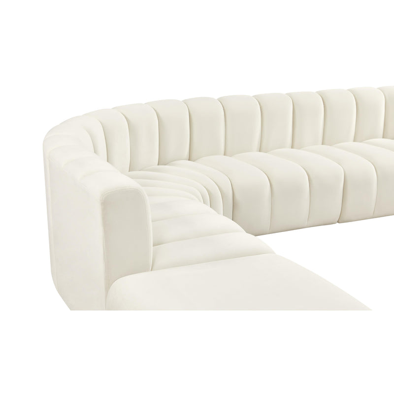 Meridian Arc Cream Velvet 7 pc Modular Sectional IMAGE 7