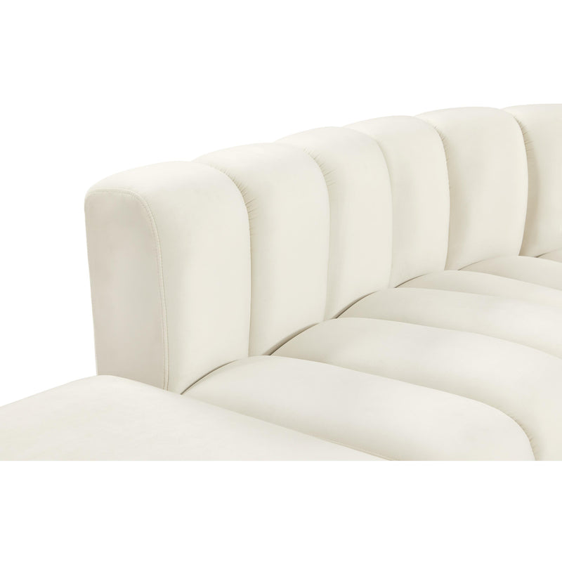 Meridian Arc Cream Velvet 7 pc Modular Sectional IMAGE 8