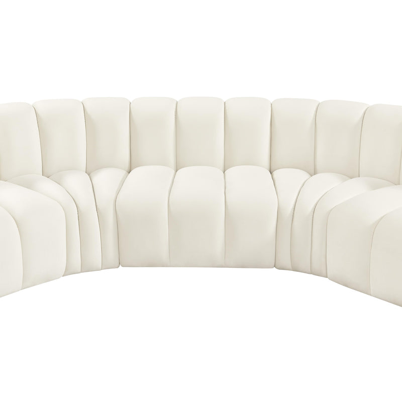 Meridian Arc Cream Velvet 7 pc Modular Sectional IMAGE 12