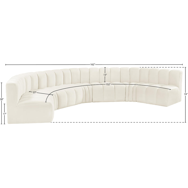 Meridian Arc Cream Velvet 7 pc Modular Sectional IMAGE 14