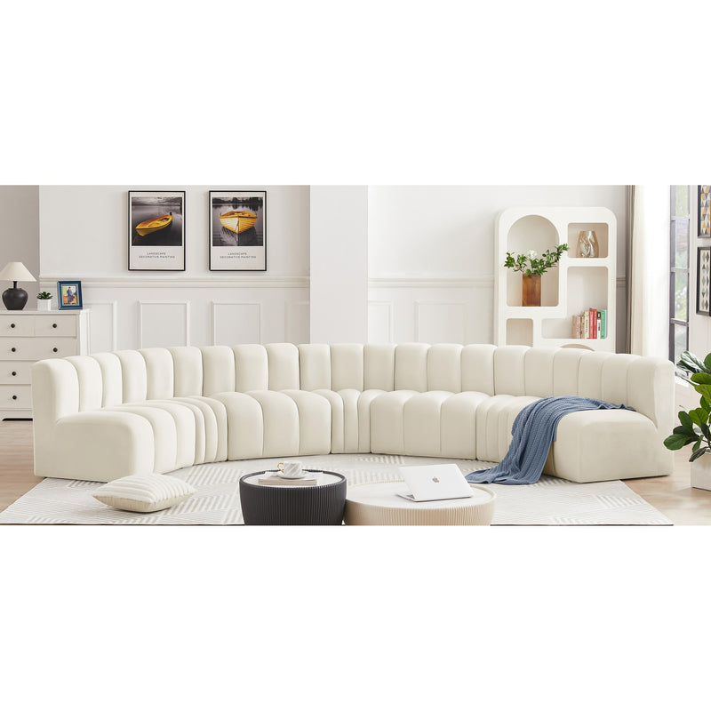 Meridian Arc Cream Velvet 7 pc Modular Sectional IMAGE 2