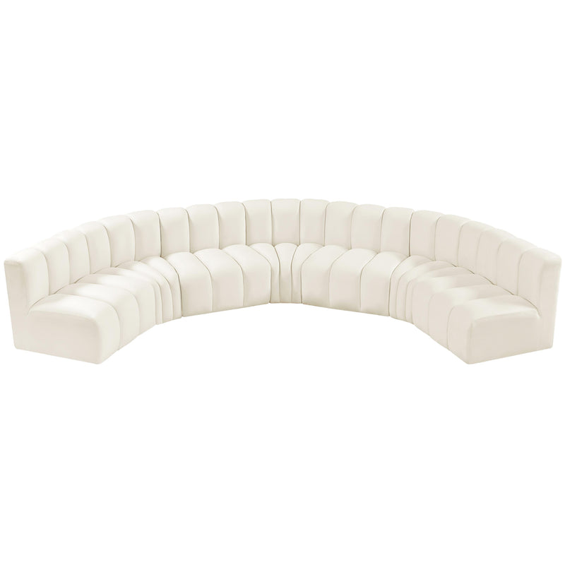 Meridian Arc Cream Velvet 7 pc Modular Sectional IMAGE 4