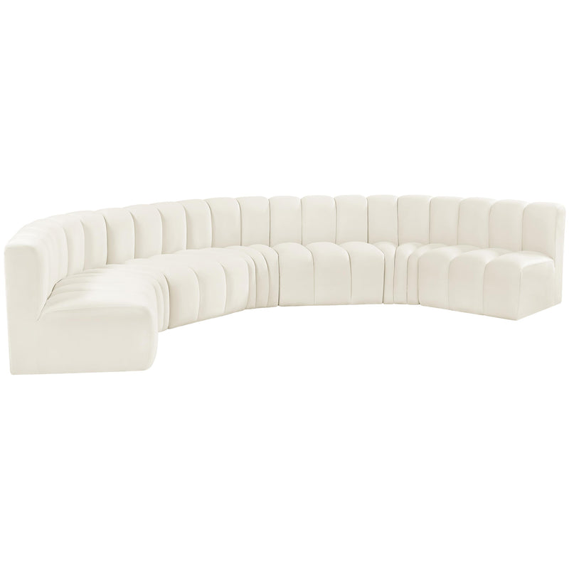 Meridian Arc Cream Velvet 7 pc Modular Sectional IMAGE 5
