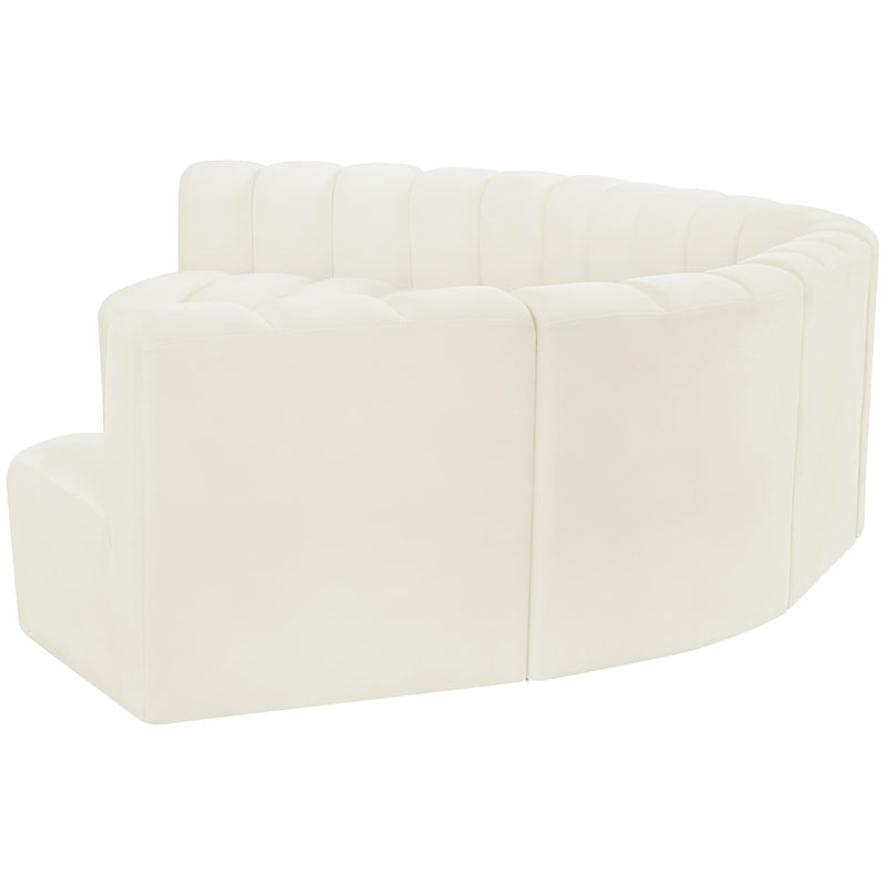 Meridian Arc Cream Velvet 7 pc Modular Sectional IMAGE 7