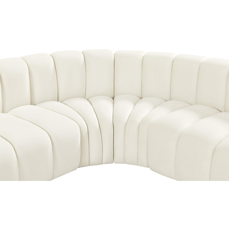 Meridian Arc Cream Velvet 7 pc Modular Sectional IMAGE 9